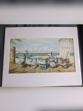 Disney David Doss 11x14 Print "Summer Magic" Beach Sand Buckets 2005 art  PP-408